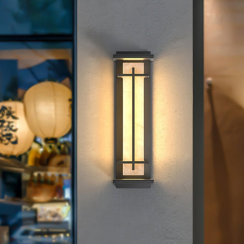 Alabaster-Effect LED Outdoor Wall Light for Garden Path Lighting