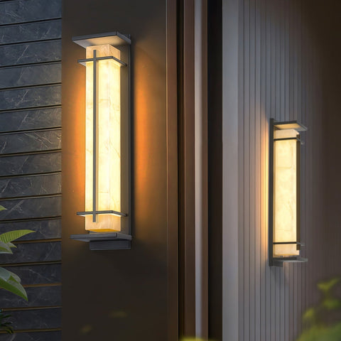 Alabaster-Effect LED Outdoor Wall Light for Garden Path Lighting