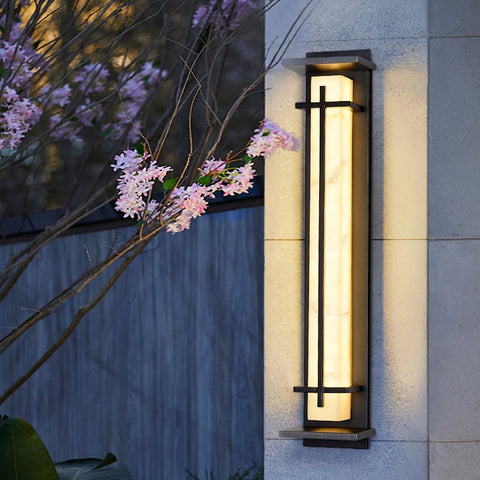 Alabaster-Effect LED Outdoor Wall Light for Garden Path Lighting