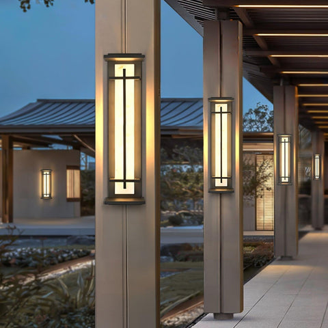 Alabaster-Effect LED Outdoor Wall Light for Garden Path Lighting
