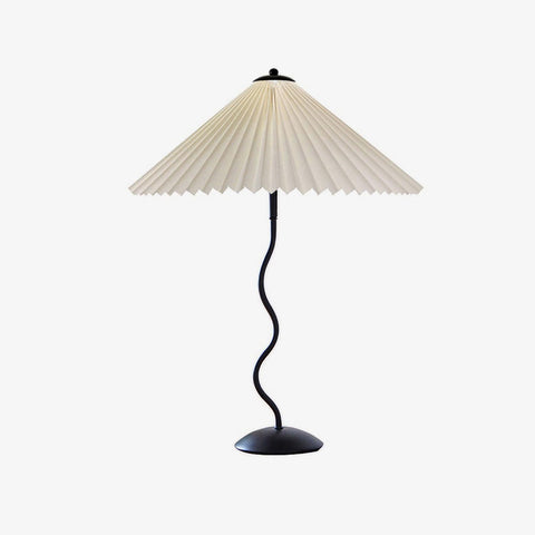 Squiggle Table Lamp with Pleated Shade and Wavy Stem
