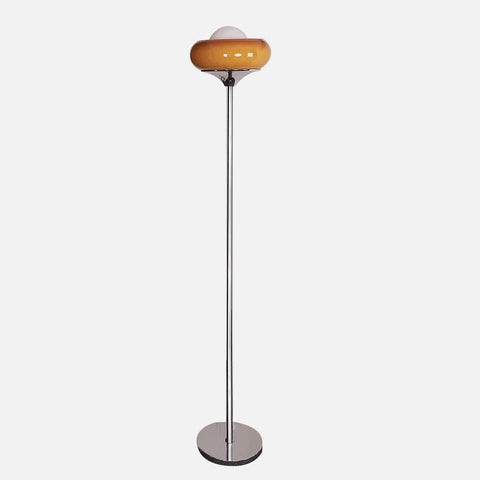 Table or Floor Lamp with Glass Shade and Retro Polished Chrome Base