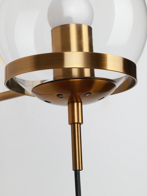 Wall Sconce with Glass Globe Shade, Metal Ring and Looping Cord