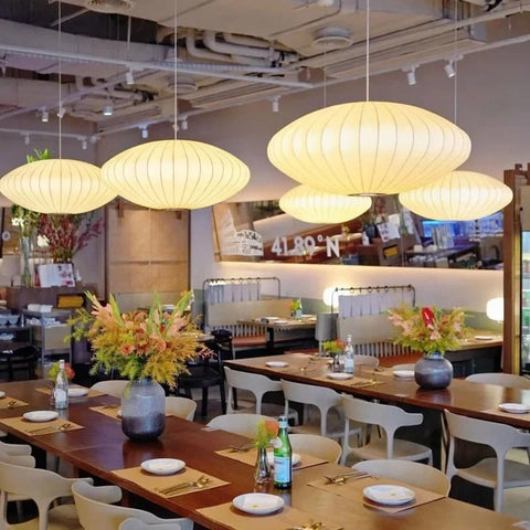Japandi Silk Pendant Light for Calm Dining Rooms and Living Spaces