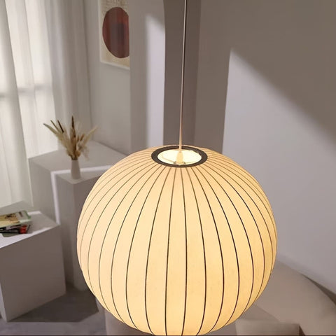 Japandi Silk Pendant Light for Calm Dining Rooms and Living Spaces