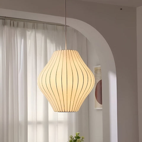 Japandi Silk Pendant Light for Calm Dining Rooms and Living Spaces