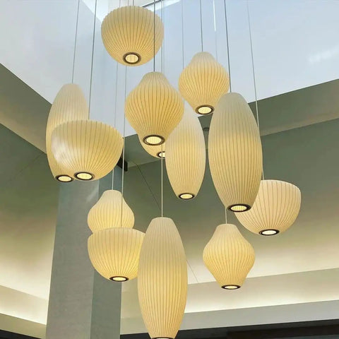Japandi Silk Pendant Light for Calm Dining Rooms and Living Spaces