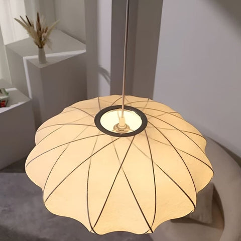 Japandi Silk Pendant Light for Calm Dining Rooms and Living Spaces