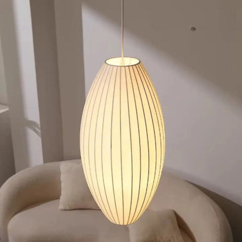 Japandi Silk Pendant Light for Calm Dining Rooms and Living Spaces