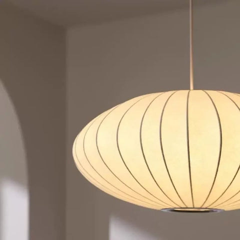 Japandi Silk Pendant Light for Calm Dining Rooms and Living Spaces