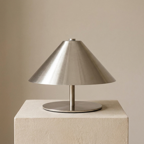 Rechargeable Metal Table Lamp with Touch Dimming and Cone Shade — product view
