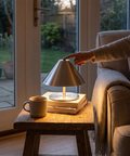 Rechargeable Metal Table Lamp with Touch Dimming and Cone Shade — product view