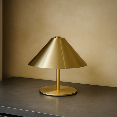 Rechargeable Metal Table Lamp with Touch Dimming and Cone Shade — product view