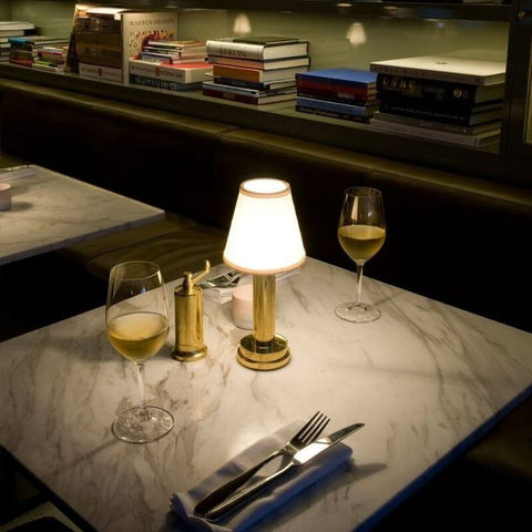 Rechargeable Fabric Shade Table Lamp for Dining and Bedside Use