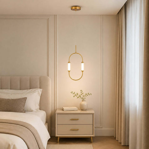 Minimalist LED Chandelier with Curved Linear for Living Room