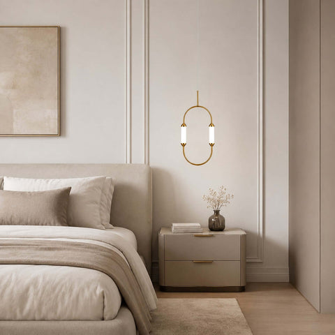 Minimalist LED Chandelier with Curved Linear for Living Room