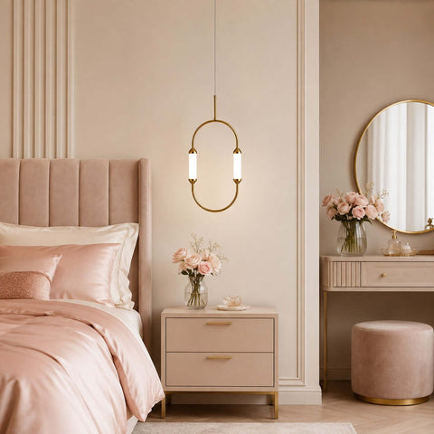 Minimalist LED Chandelier with Curved Linear for Living Room