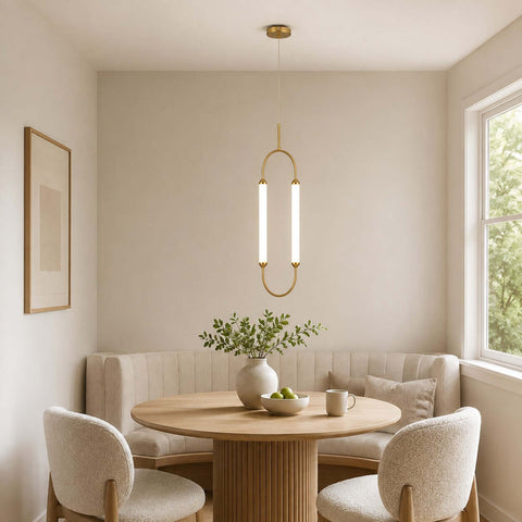 Minimalist LED Chandelier with Curved Linear for Living Room