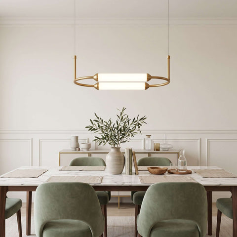 Minimalist LED Chandelier with Curved Linear for Living Room