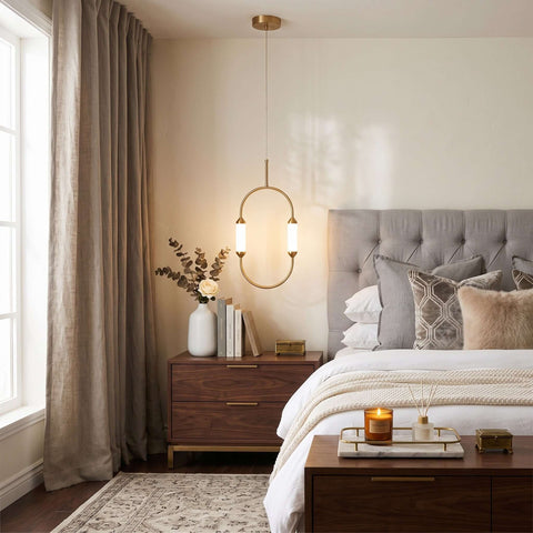 Minimalist LED Chandelier with Curved Linear for Living Room