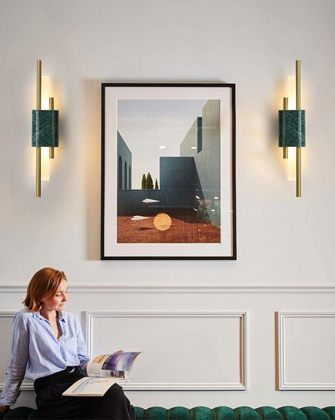 Wall Sconce with Marble Center and Asymmetric LED Light Bars