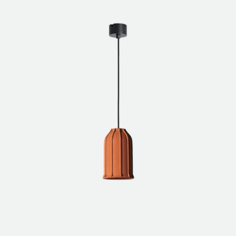 Pendant Light with Cement Shade and Raised Geometric Grid Texture
