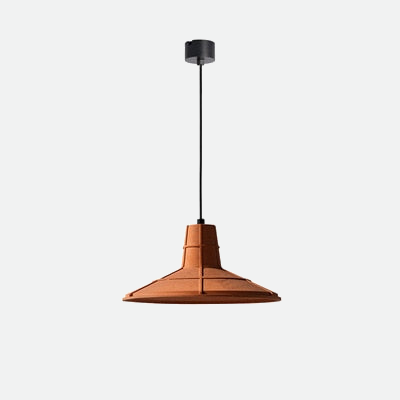 Pendant Light with Cement Shade and Raised Geometric Grid Texture
