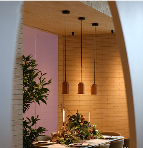 Pendant Light with Cement Shade and Raised Geometric Grid Texture