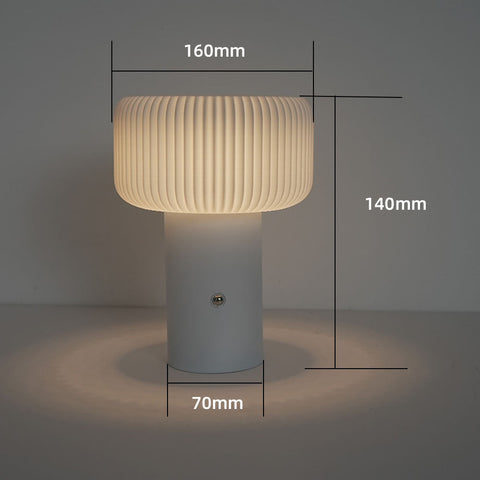 Mushroom-Shaped Table Lamp with Ribbed Shade, Three-Color Dimmable Lighting and Touch Control