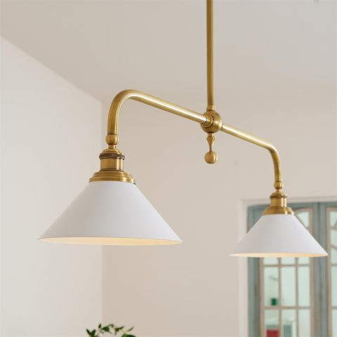 Vintage Two-Light Pendant Fixture for Kitchen Islands and Dining Rooms