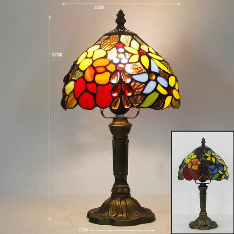 Handcrafted Tiffany-Style Stained Glass Table Lamp with Floral Shade