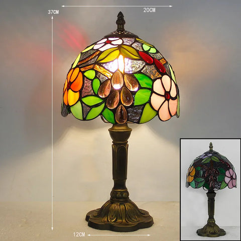 Handcrafted Tiffany-Style Stained Glass Table Lamp with Floral Shade