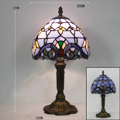 Handcrafted Tiffany-Style Stained Glass Table Lamp with Floral Shade