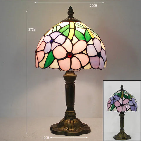 Handcrafted Tiffany-Style Stained Glass Table Lamp with Floral Shade