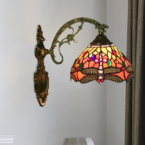Tiffany Dragonfly Glass Shade Wall Lamp