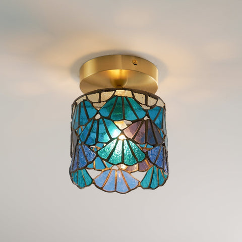 Stained Glass Flush Mount Ceiling Light for Living Rooms and Dining Areas