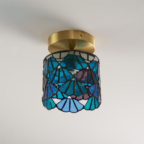 Stained Glass Flush Mount Ceiling Light for Living Rooms and Dining Areas