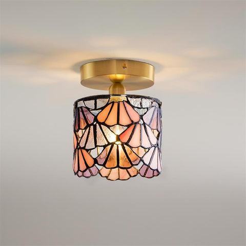 Stained Glass Flush Mount Ceiling Light for Living Rooms and Dining Areas