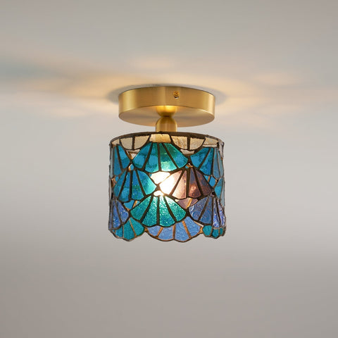 Stained Glass Flush Mount Ceiling Light for Living Rooms and Dining Areas