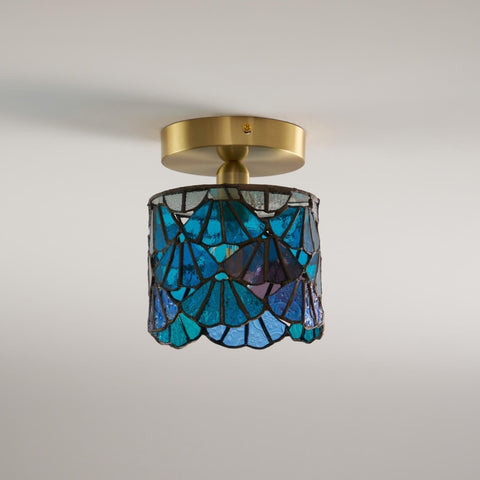 Stained Glass Flush Mount Ceiling Light for Living Rooms and Dining Areas