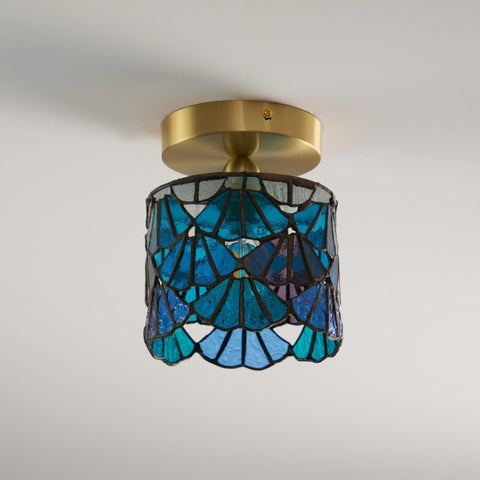 Stained Glass Flush Mount Ceiling Light for Living Rooms and Dining Areas