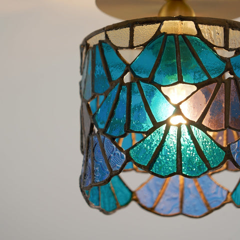 Stained Glass Flush Mount Ceiling Light for Living Rooms and Dining Areas