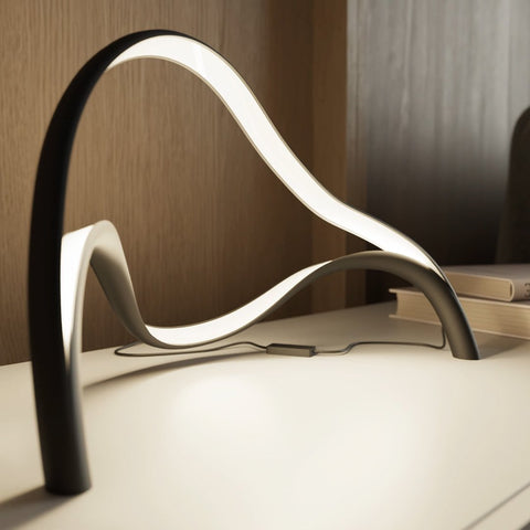 Sculptural Brass LED Table Lamp with Organic Wave Design and Warm White Light