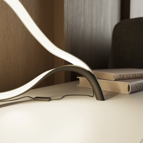Sculptural Brass LED Table Lamp with Organic Wave Design and Warm White Light