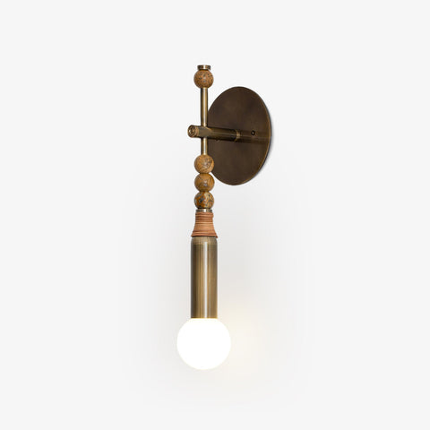 Toam Wall Lamp with Marble Beads and Antique Brass Frame
