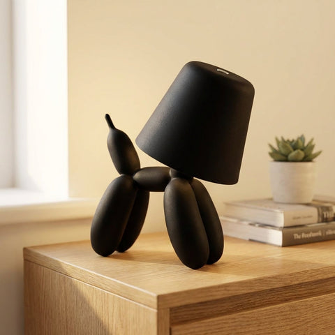 Sculptural Balloon Dog Table Lamp with Touch Control and Rechargeable LED Lighting
