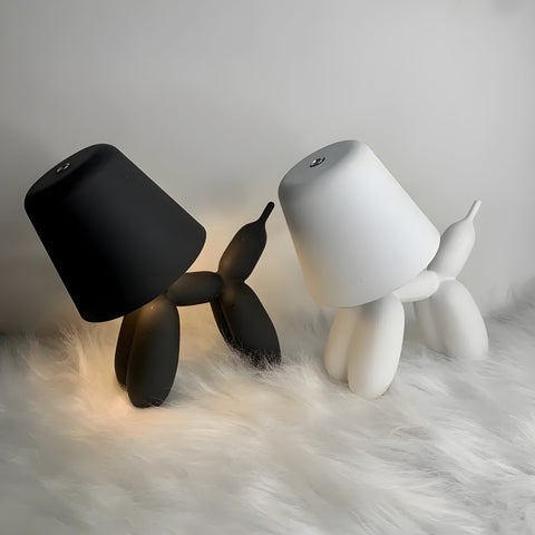 Sculptural Balloon Dog Table Lamp with Touch Control and Rechargeable LED Lighting