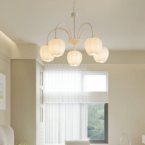 Tulip Matcha Chandelier with Botanical Glass Shades