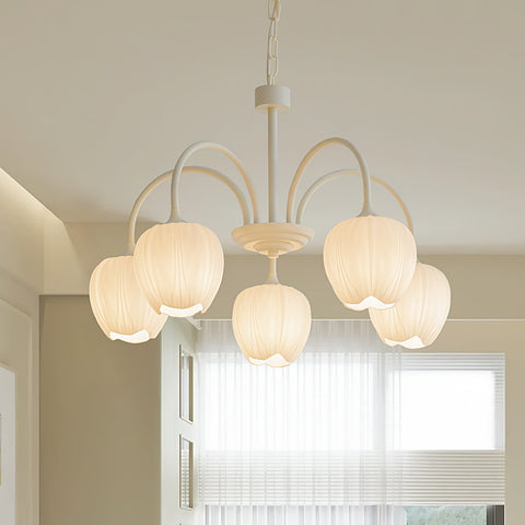 Tulip Matcha Chandelier with Botanical Glass Shades