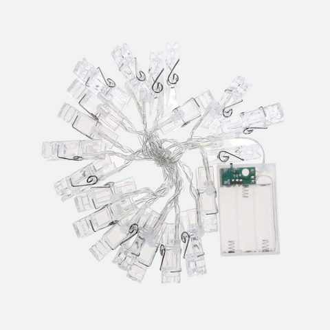 LED Photo Clip String Lights with Battery Power and Flash Setting